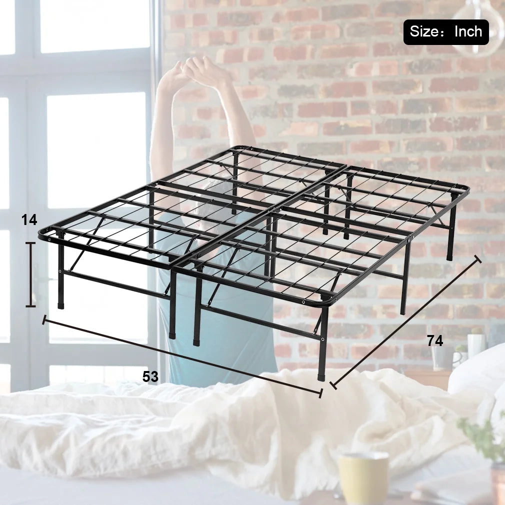 Full Metal Folding Bed Frame 14 inch Black E985788