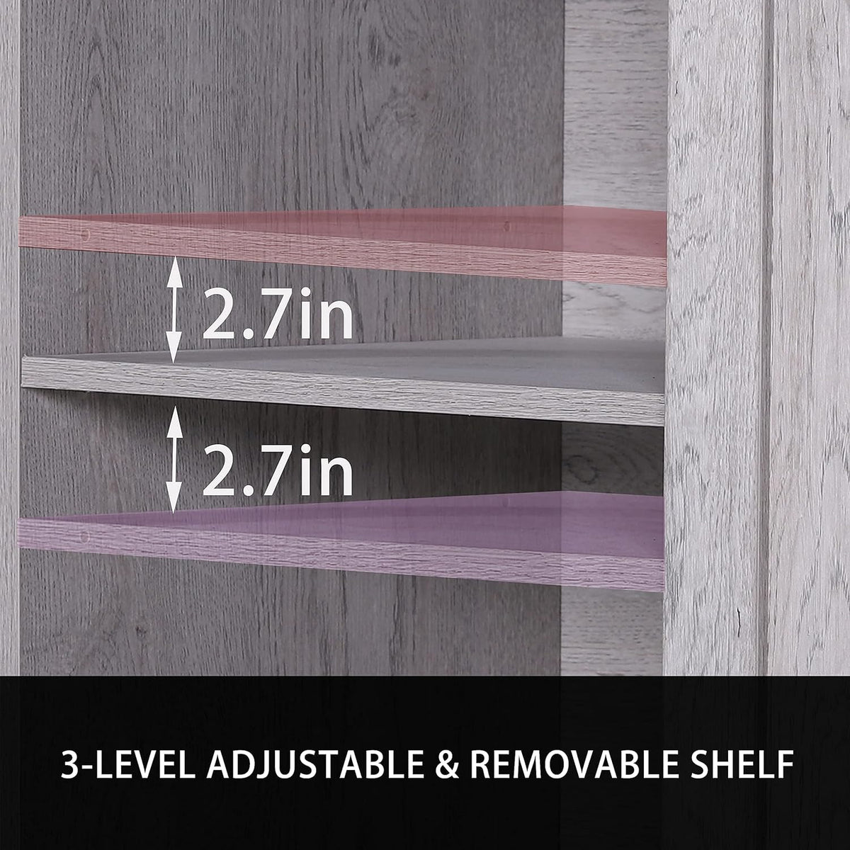 Grey Wash Wood Grain Buffet Cabinet with Sliding Barn Door S764