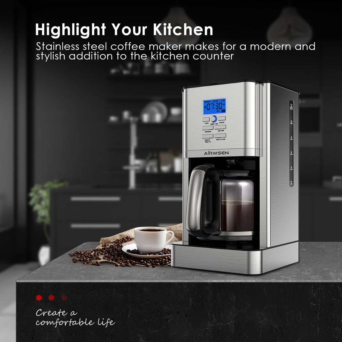 Stainless Steel 12 Cup Programmable Drip Coffee Maker R5843
