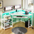 White Computer Desk with Power Outlets W537