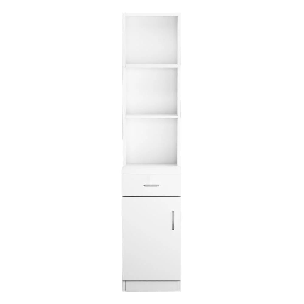White Tall Storage Cabinet with Drawer P337525