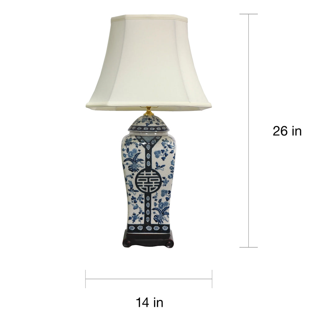 Blue & White Floral Vase Lamp V34992