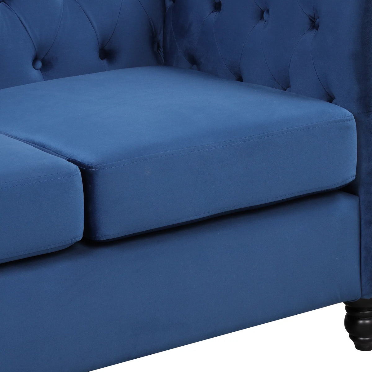 Blue 3-Seat Upholstered Sofa with Metal Legs J13338