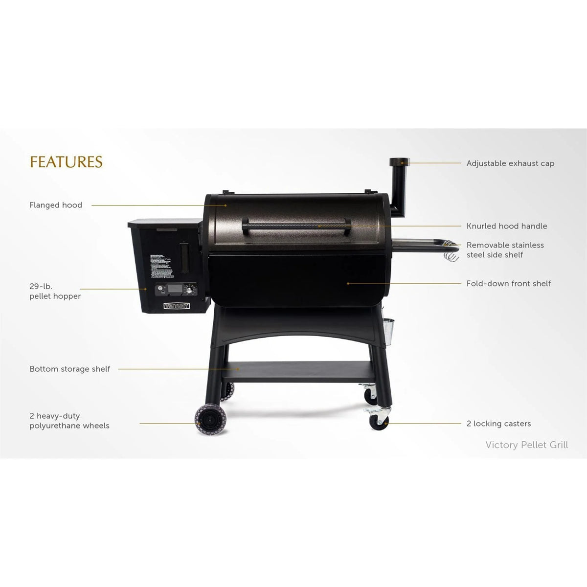 35-Inch Wood Pellet Grill with Front Shelf L990