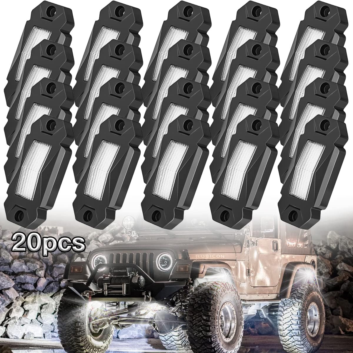 White LED Rock Lights 20PCS Waterproof V198582