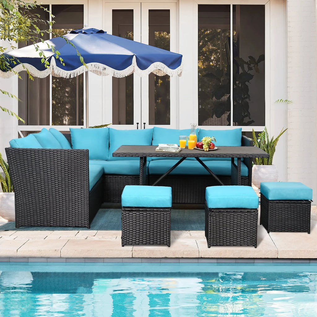 7-Piece PE Rattan Wicker Patio Conversation Set X43485