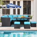 7-Piece PE Rattan Wicker Patio Conversation Set X43485