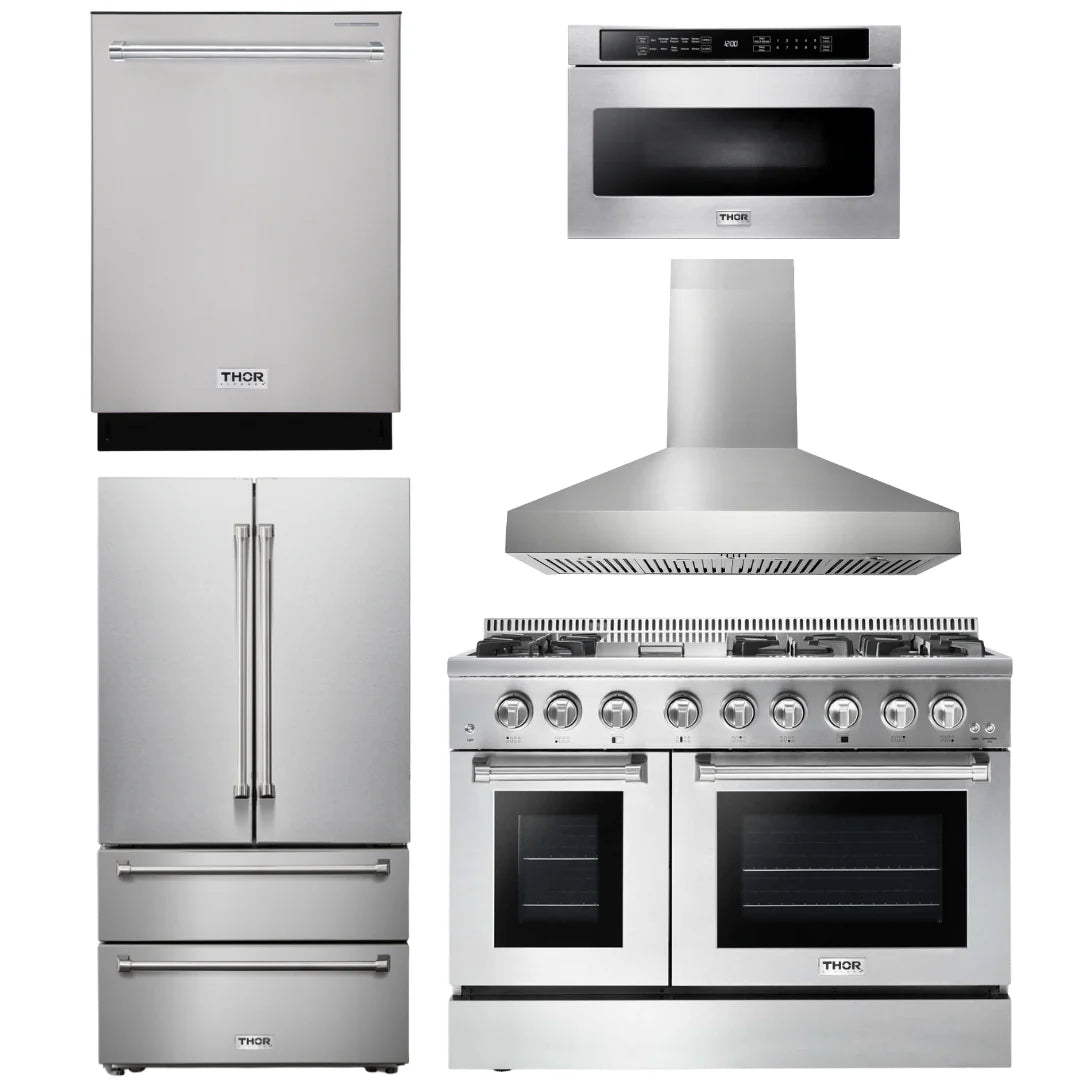 48 Dual Fuel Range, Range Hood, Refrigerator, Dishwasher, Microwave M61338