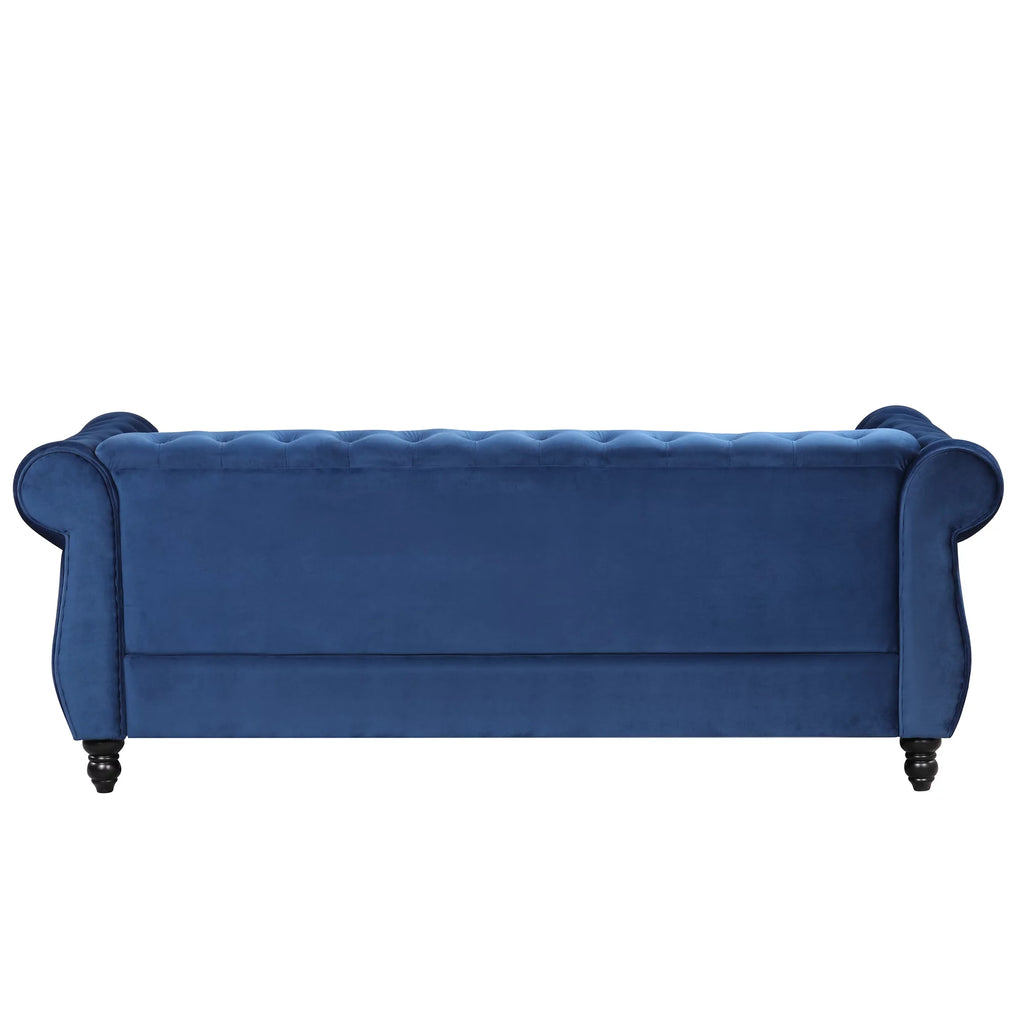 Blue 3-Seat Upholstered Sofa with Metal Legs J13338