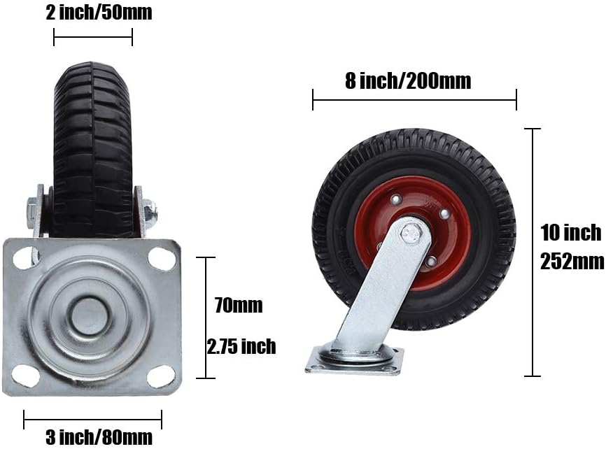8 inch Black Rubber Swivel Casters Y93574