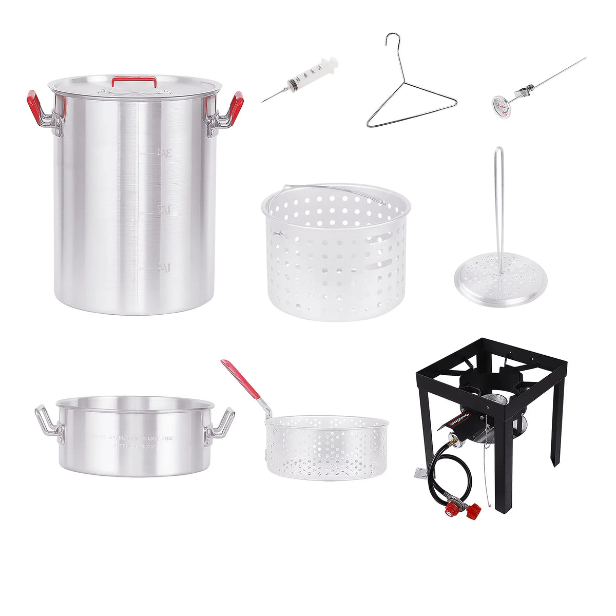 30 Qt. Turkey and 10 Qt. Fish Fryer Boiler Steamer Kit with Marinade Injector G9408