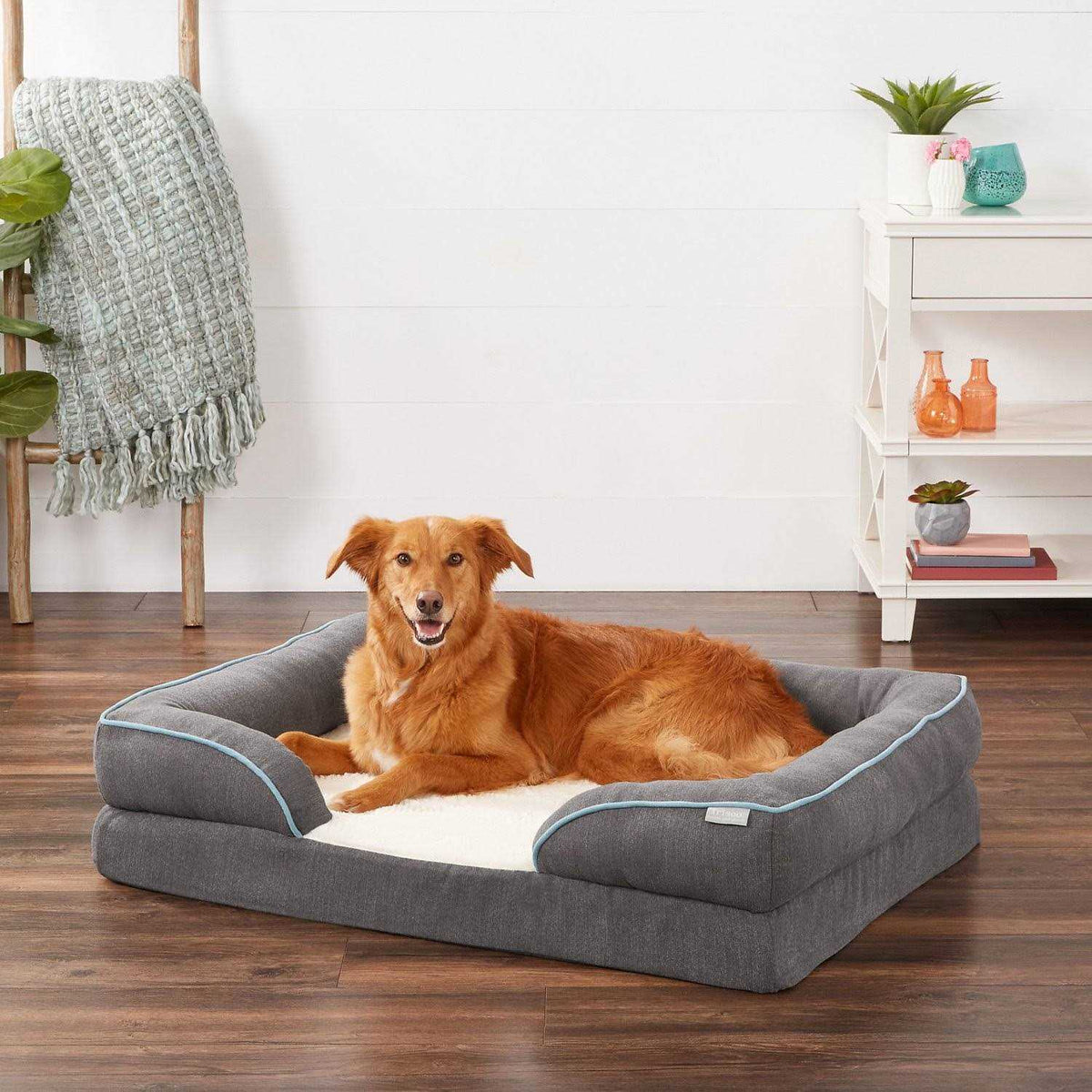 Plush Orthopedic Bolster Cat Dog Bed with Removable Cover U691