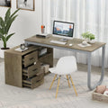 55.1" L-Shaped Office Desk with File Cabinet and 3 Drawers U30568