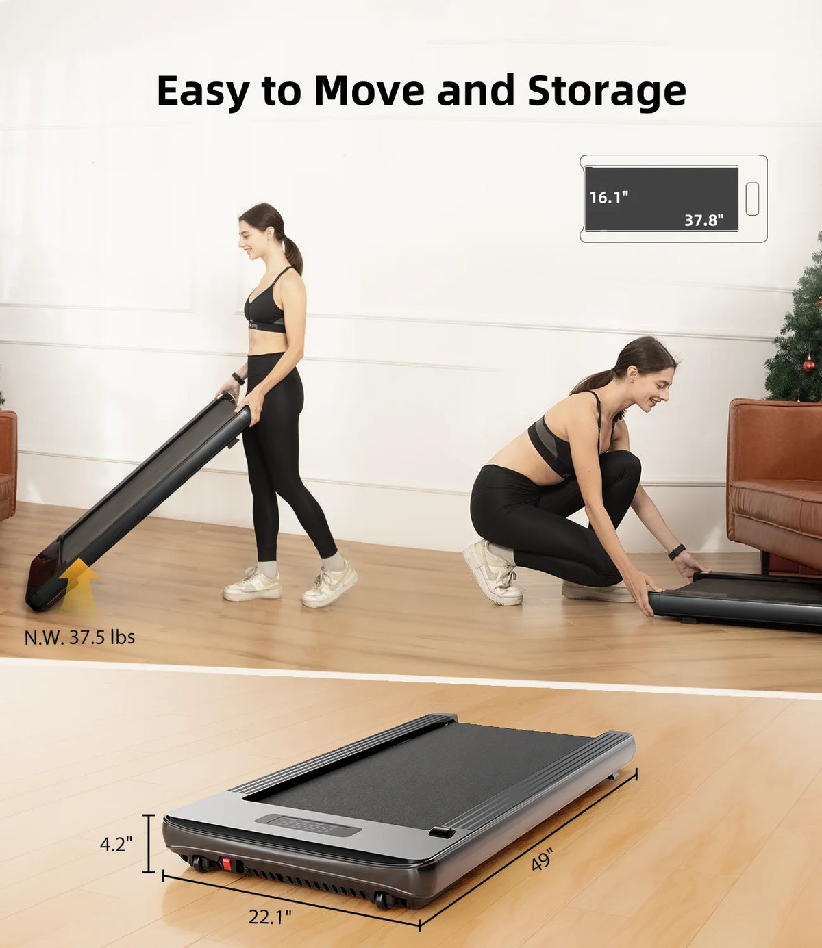 Under Desk Treadmill with Remote Control LED Display W4244
