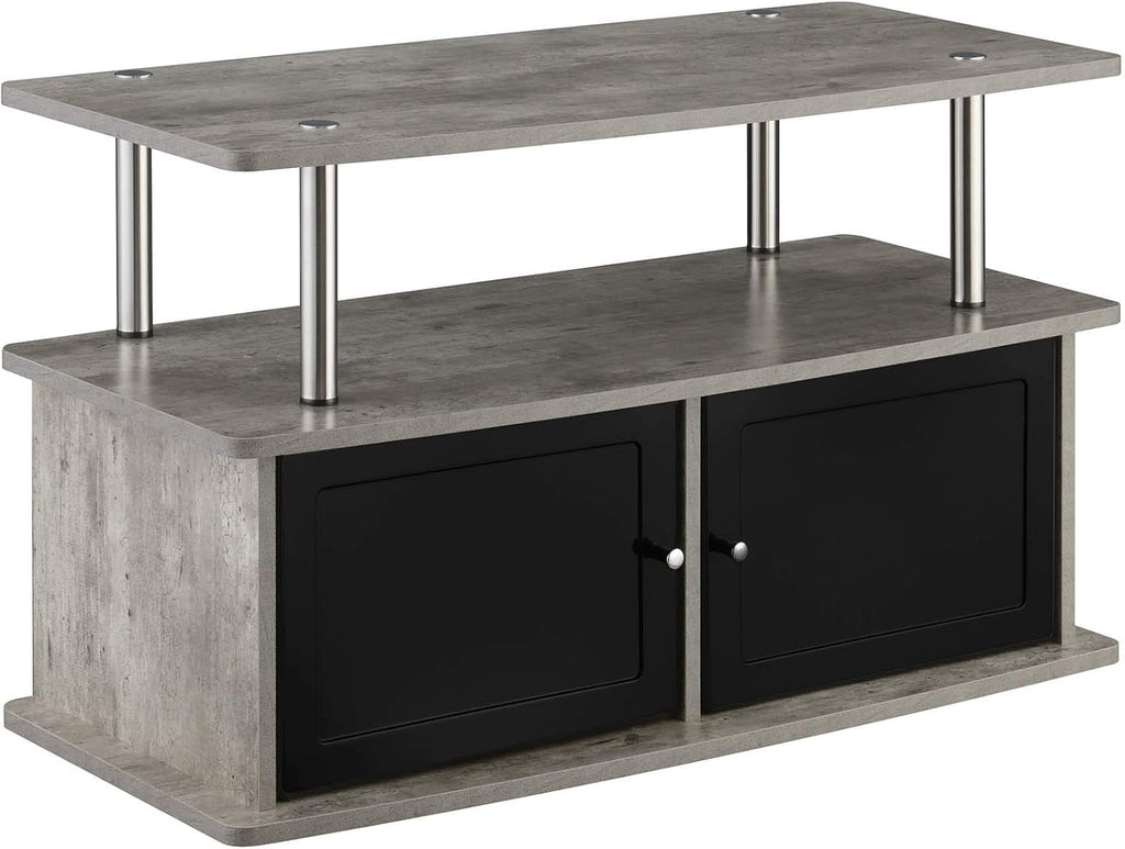 Gray TV Stand with 2 Storage Cabinets and Shelf N565492