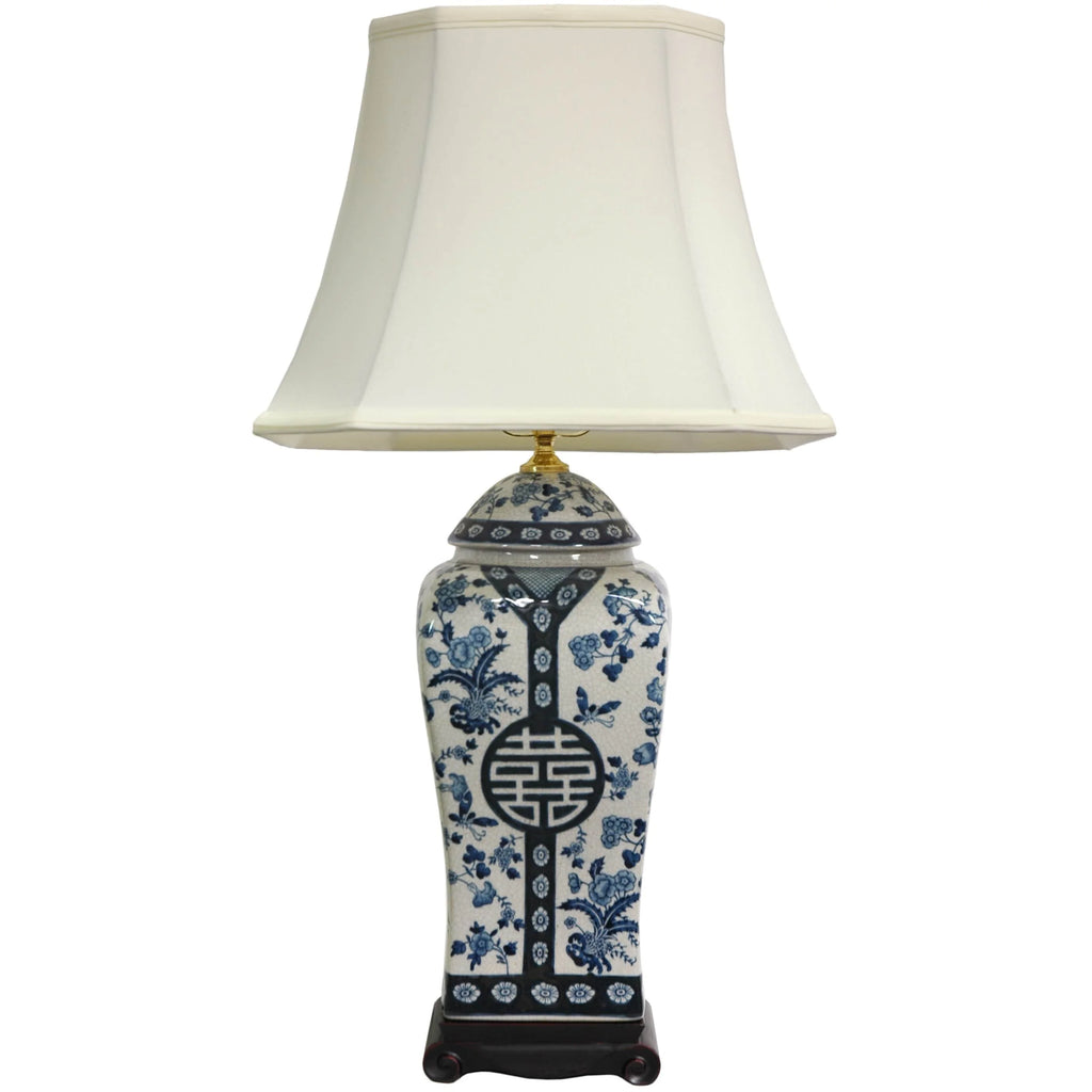 Blue & White Floral Vase Lamp V34992