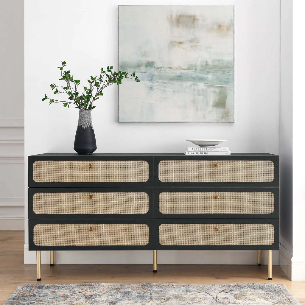 Black Wood Dresser Drawer Chest B27922
