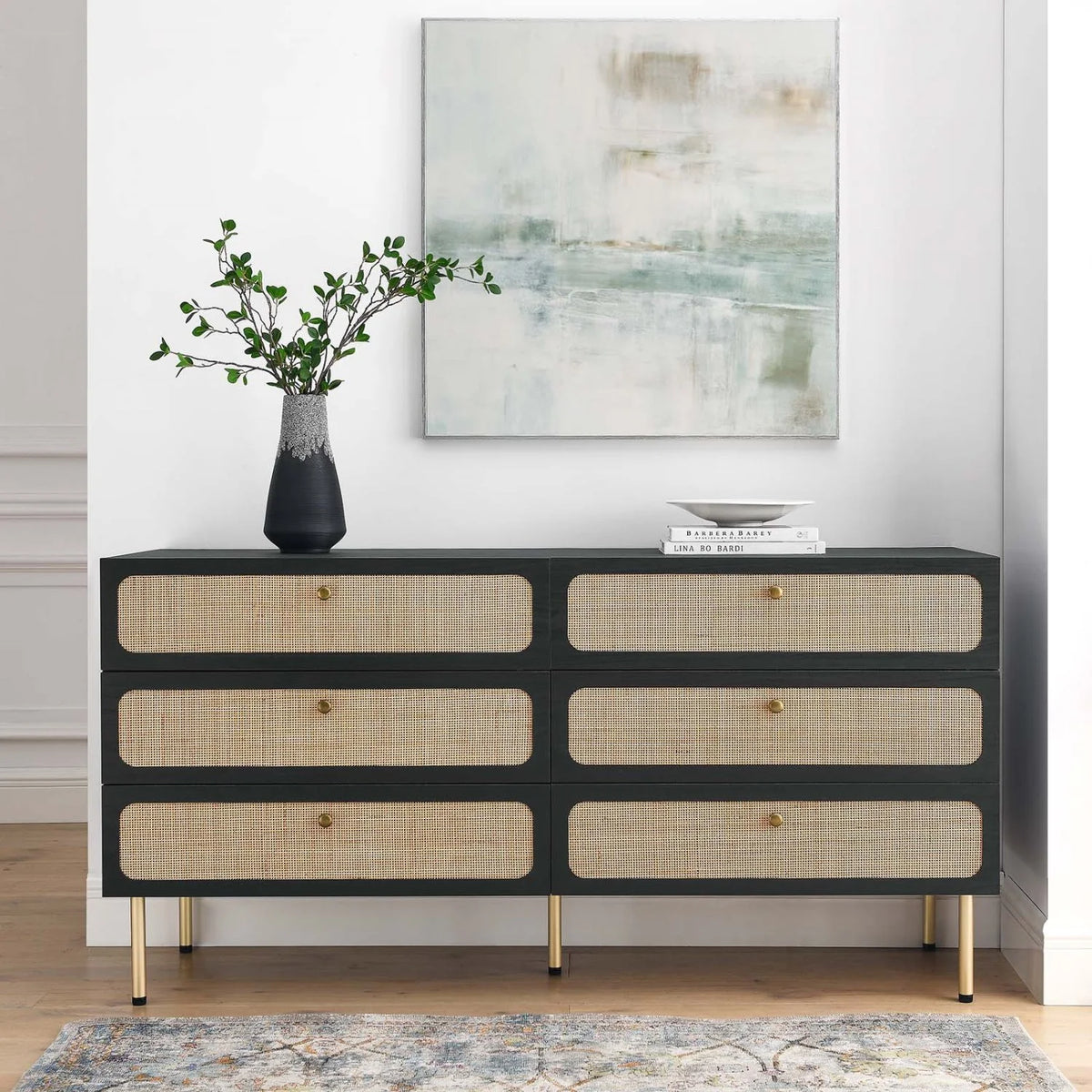 Black Wood Dresser Drawer Chest B27922