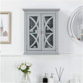 32.5 Inch Grey Wooden Storage Cabinet with Double Doors and Drawer L515