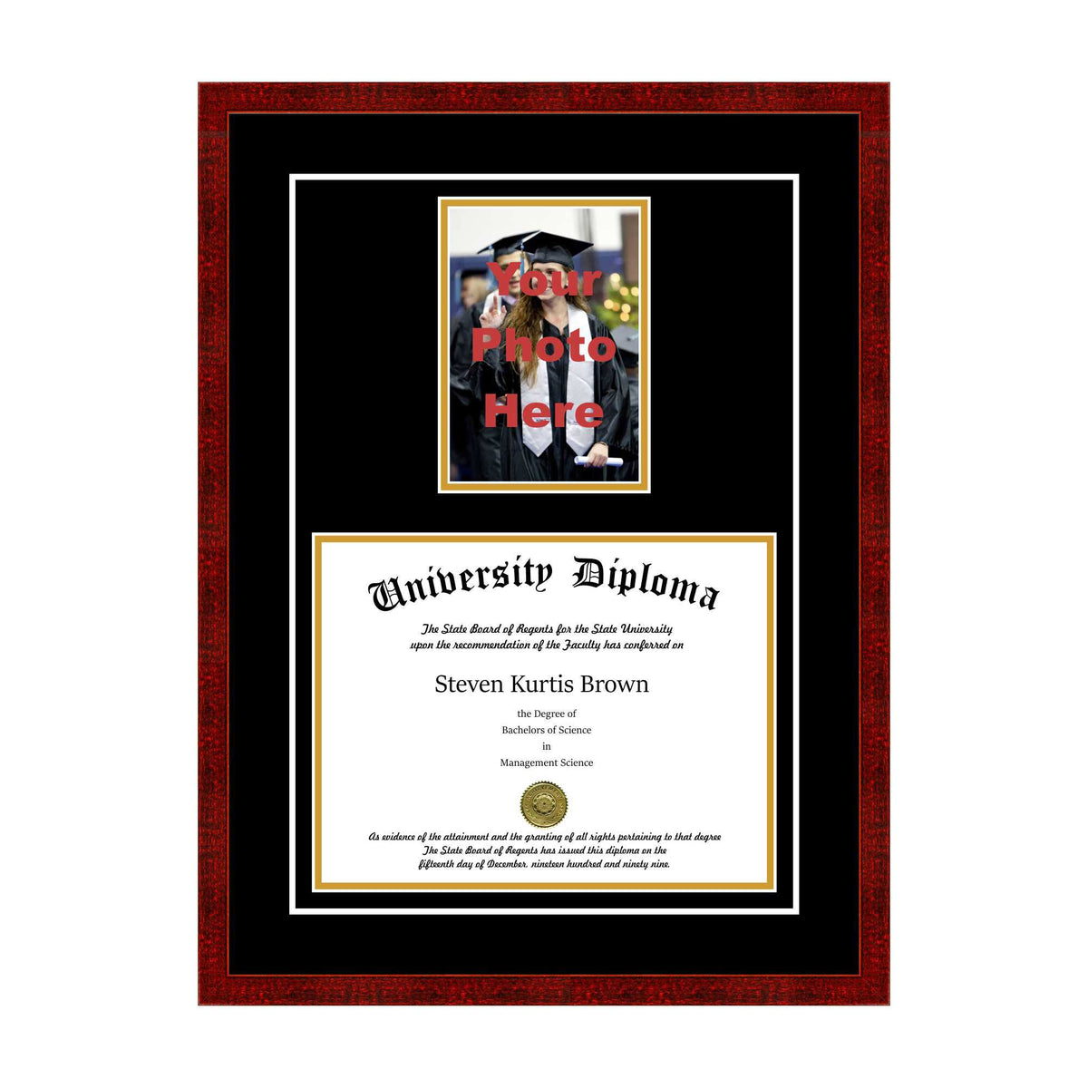 Diploma Frame with 5x7 Photo and Double Matting H1676
