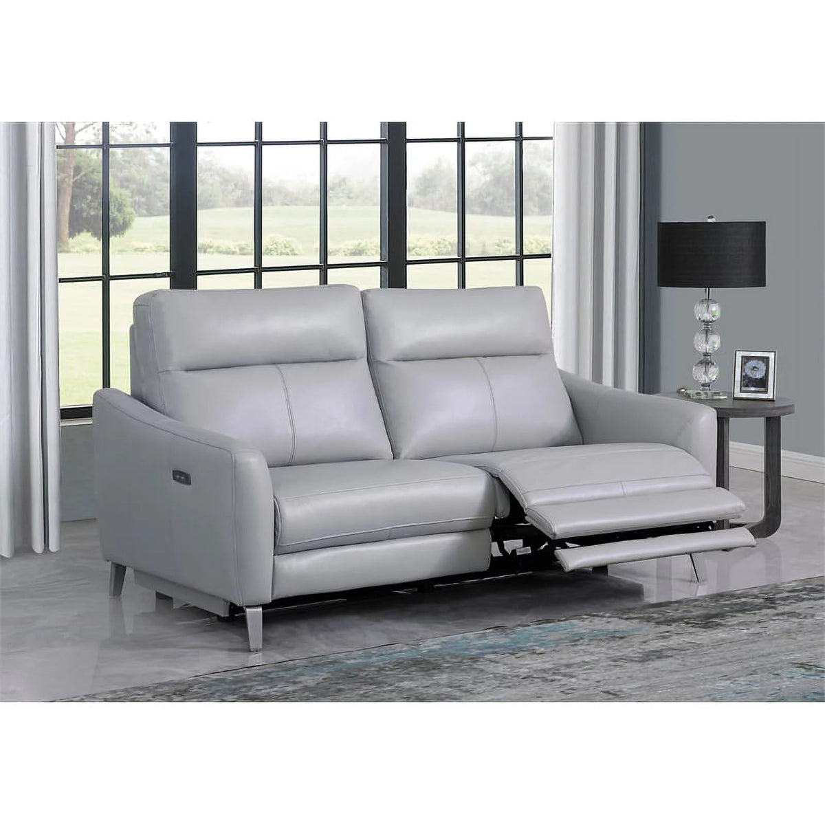 Gray Faux Leather Power Sofa Z450