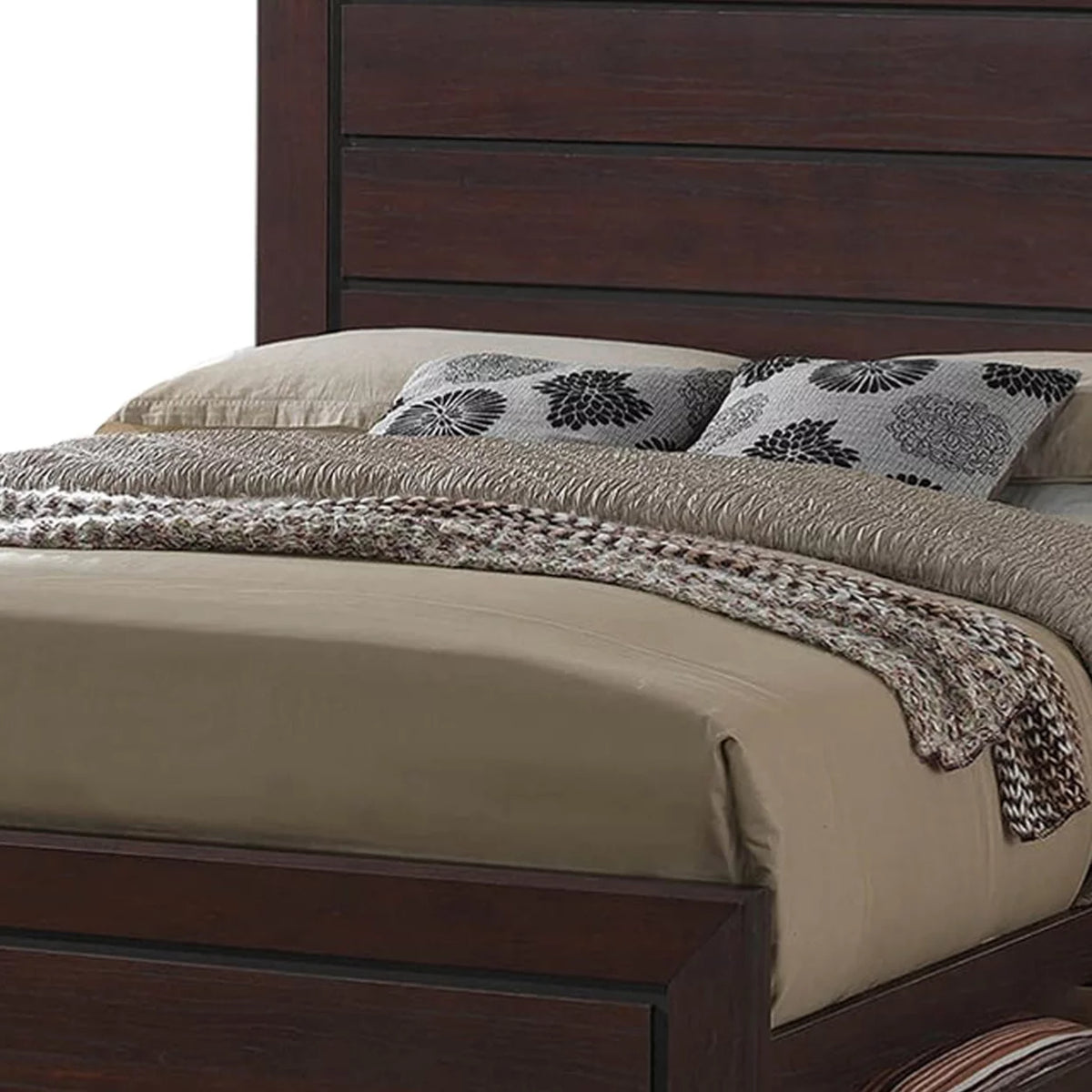 Brown Wooden Eastern King Size Bed with Two Storage Drawers H222