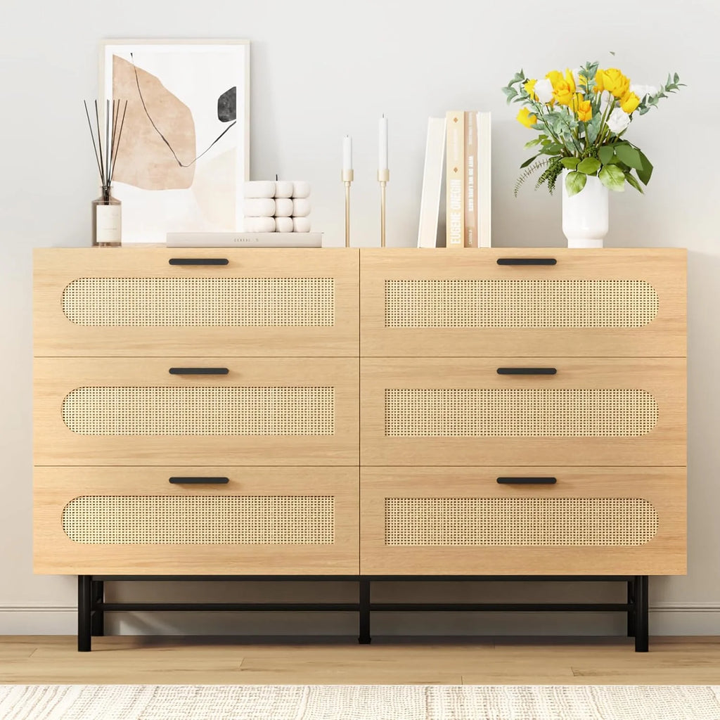 Black 6 Drawer Wood Dresser V37386