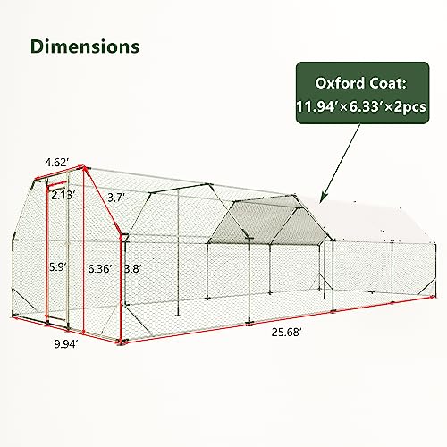 Large Metal Chicken Coop Run with Cover S79604