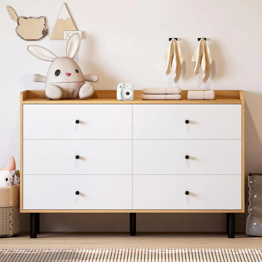Black 6 Drawer Wood Dresser V37386