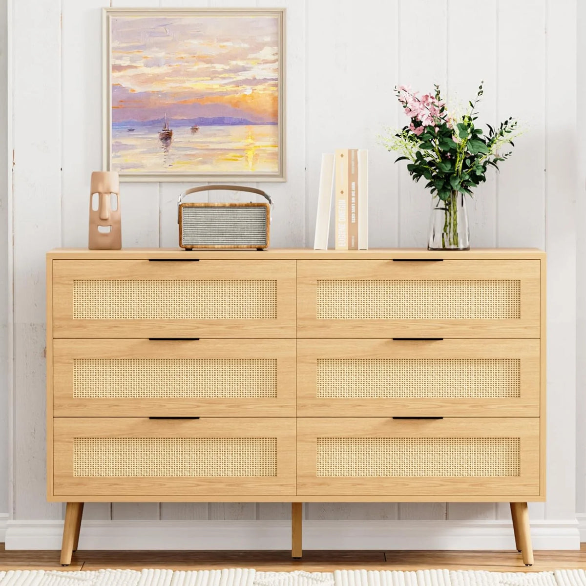Black 6 Drawer Wood Dresser V37386