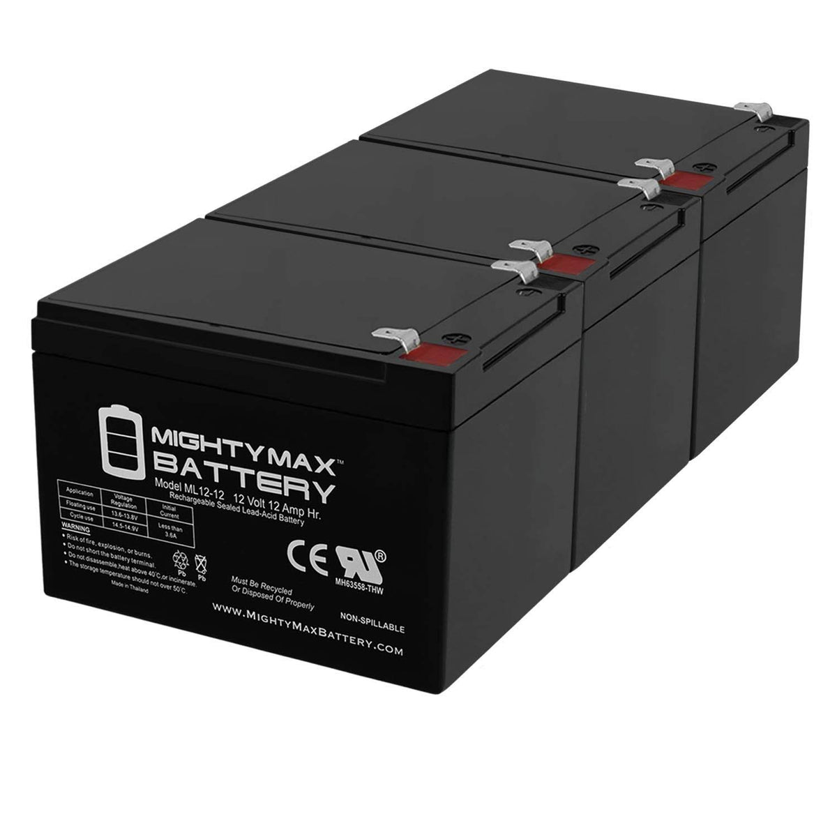 12V 12Ah Replacement Battery 3 Pack G199