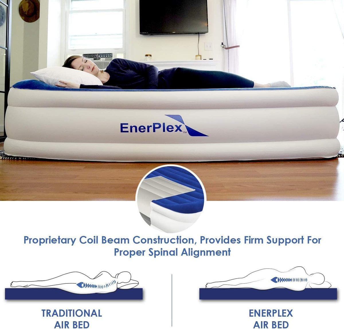 Queen Inflatable Air Mattress with Built-in Dual Pump T420295