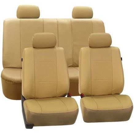 Black Faux Leather Split Bench Car Seat Covers Q24607
