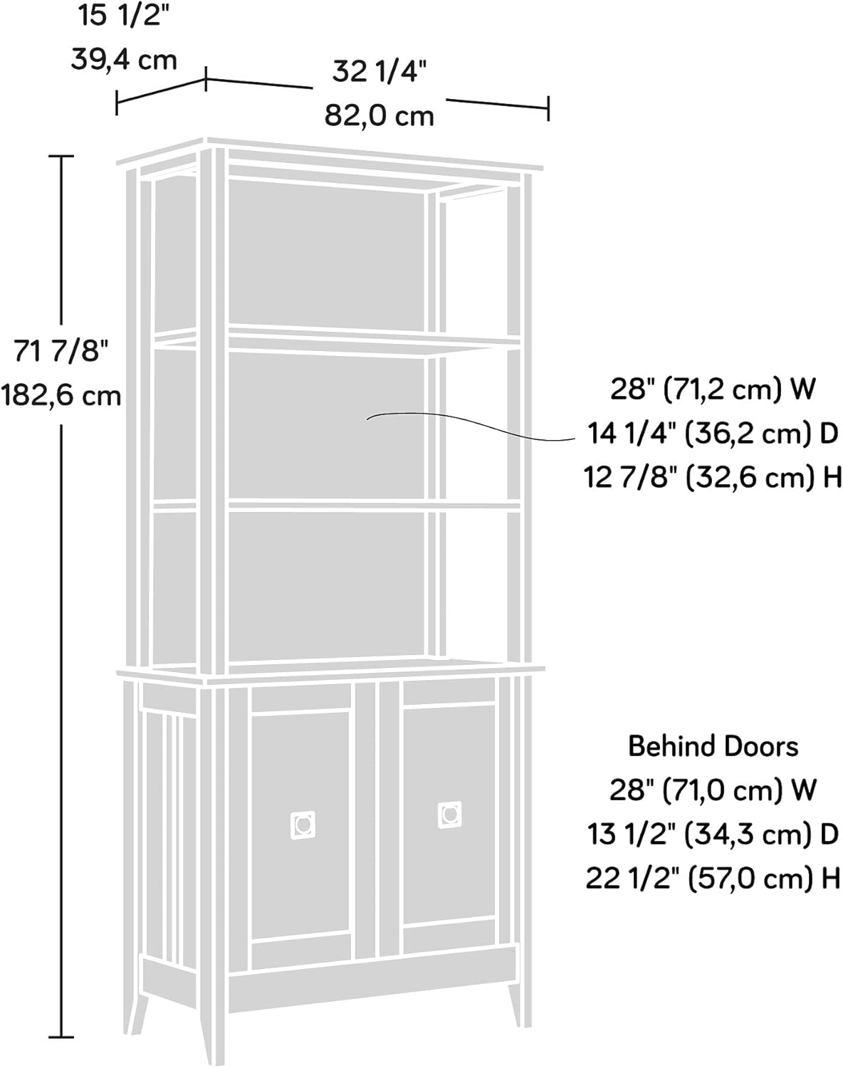 5 Shelf Dover Oak Finish Bookcase D611