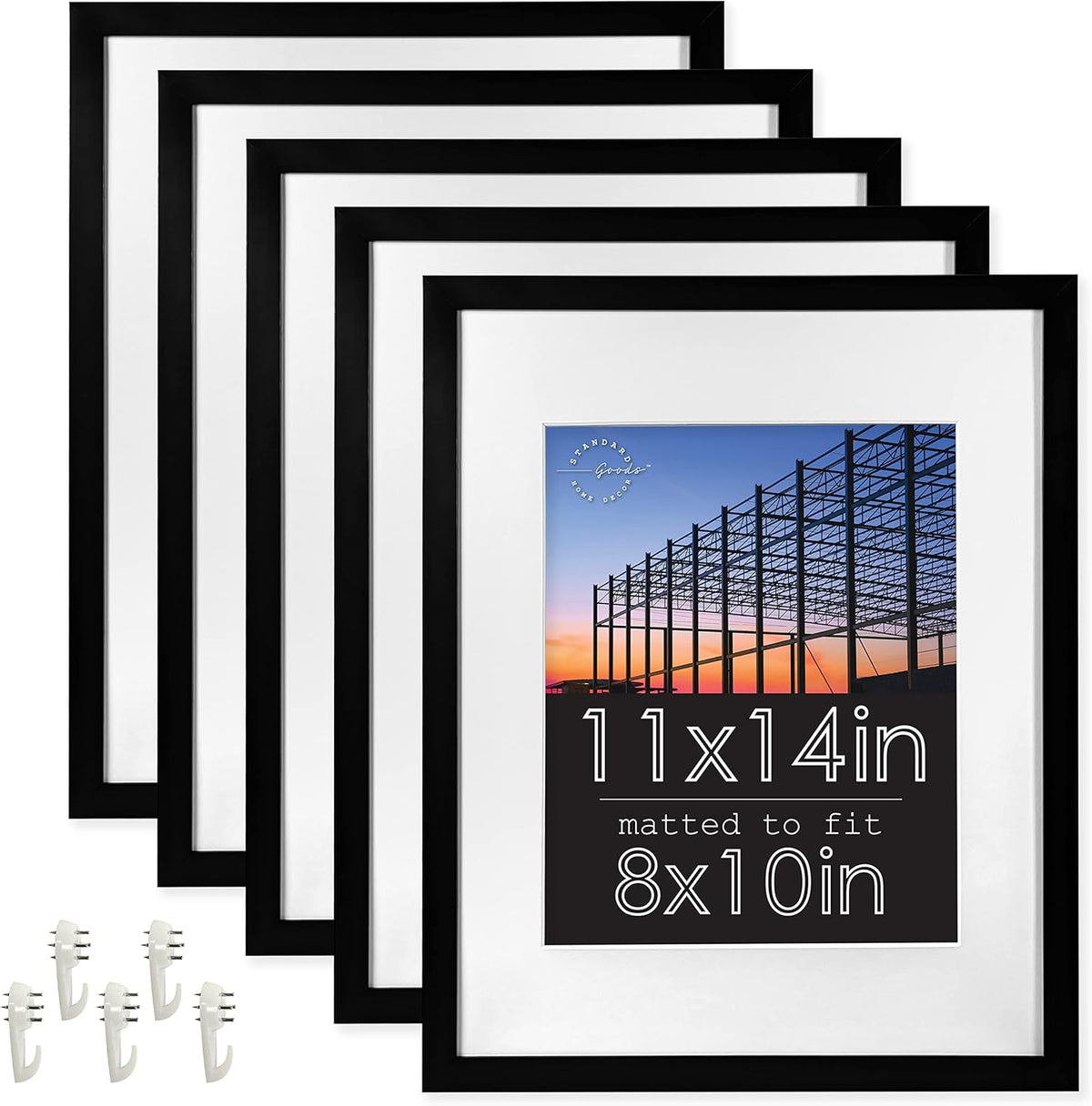 16x20 inch Linear Picture Frame 5-pack Black M5719