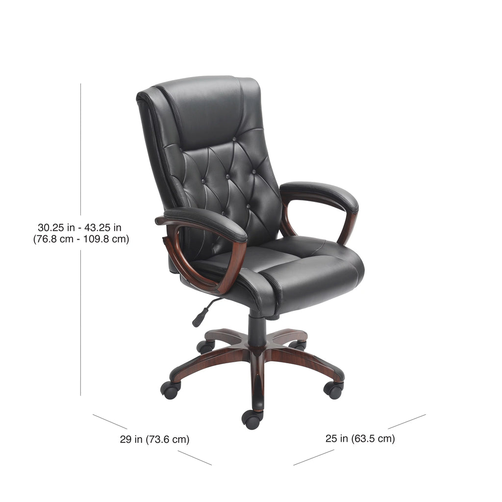 Black Bonded Leather Office Chair with Arms U39610