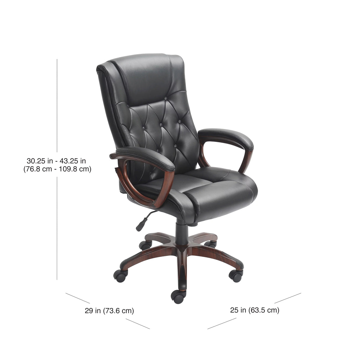 Black Bonded Leather Office Chair with Arms U39610