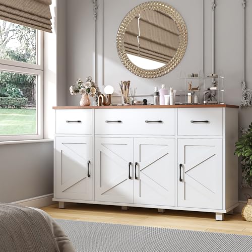 Blue Wood Buffet Cabinet with Drawers A46074