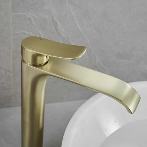 Brushed Gold Single Handle Vessel Sink Faucet C51749
