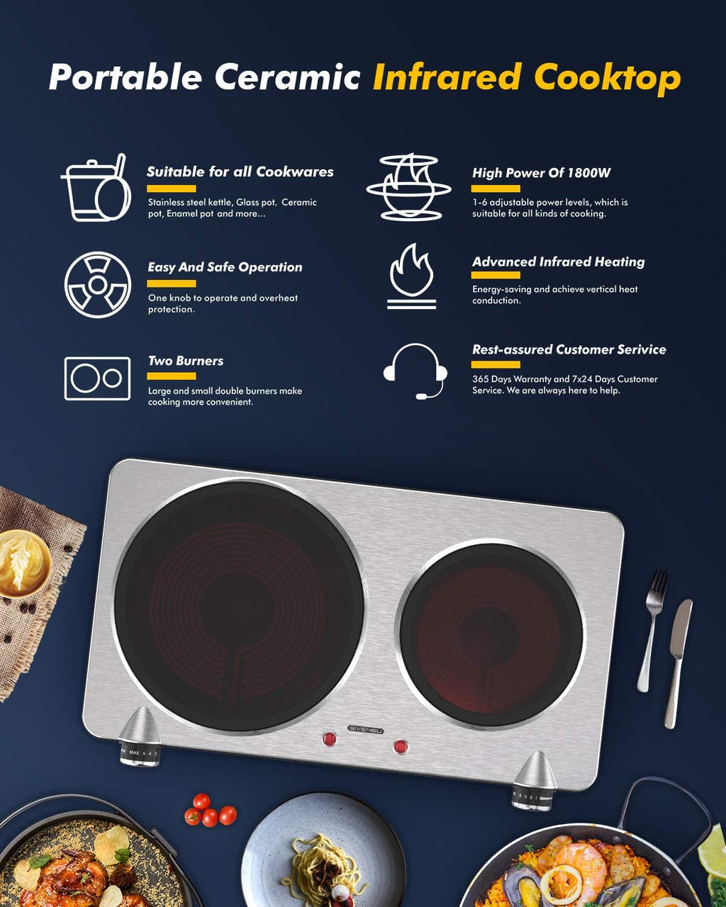 Portable Ceramic Infrared Cooktop B750