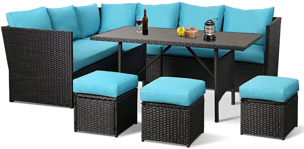 7-Piece PE Rattan Wicker Patio Conversation Set X43485