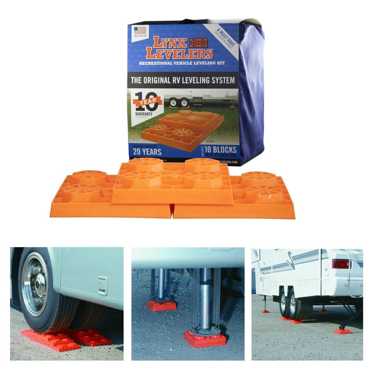 10 Pack Interlocking Leveling Blocks RV Trailer Camper W60081