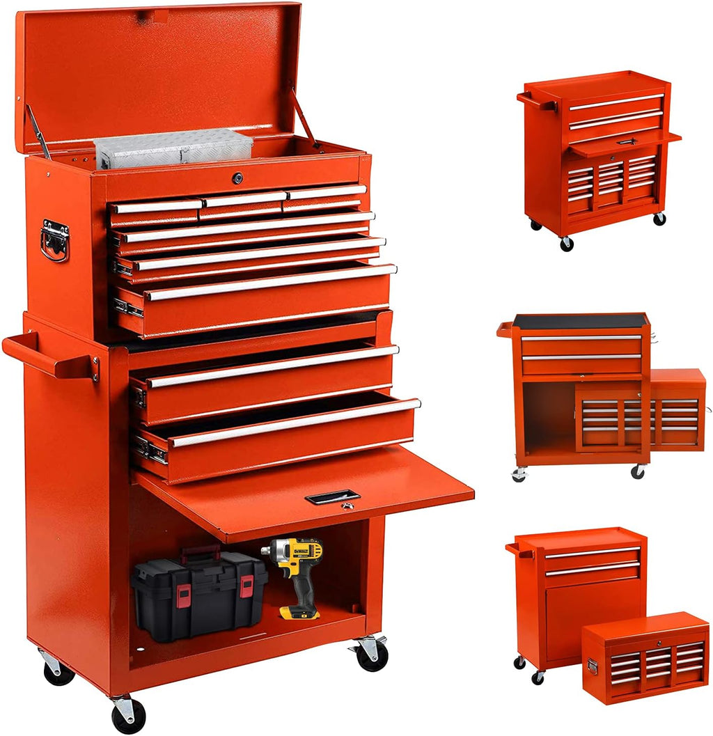 8 Drawer Rolling Tool Chest 2 in 1 Detachable Tool Storage Cabinet with 4 Wheels R757225