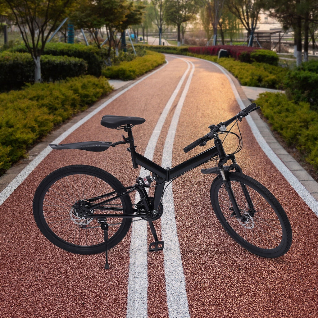 21 Speed Folding Mountain Bike Carbon Steel Adults Foldable Bicycle T214