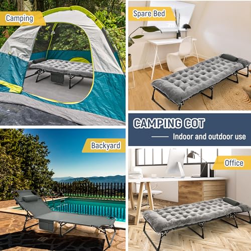 Adjustable 4-Position Folding Camping Cot with Mattress O650666