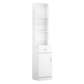 White Tall Storage Cabinet with Drawer P337525
