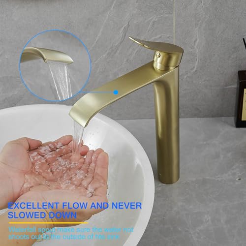 Brushed Gold Single Handle Vessel Sink Faucet C51749