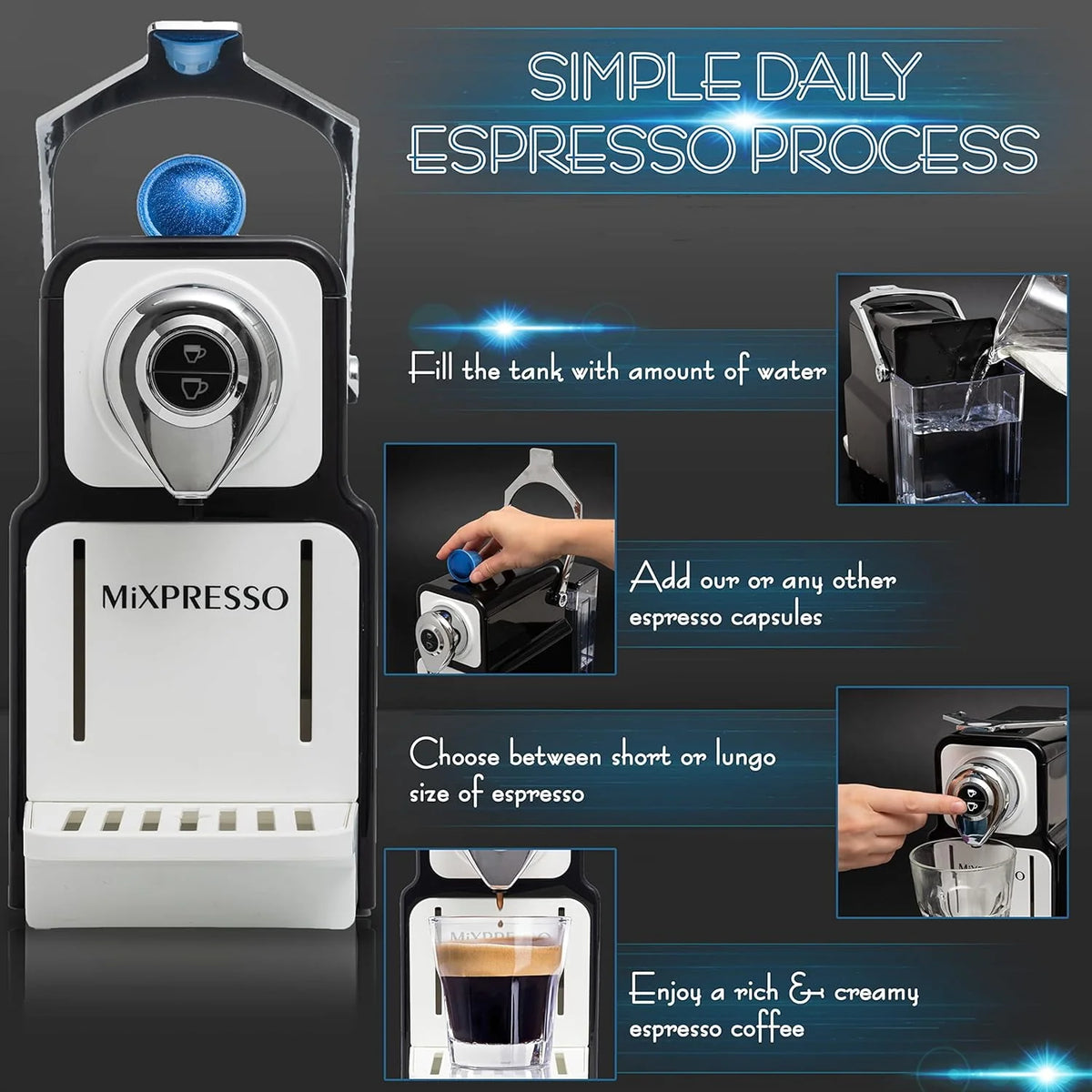 Black 19-Bar Single Serve Espresso Machine O775617