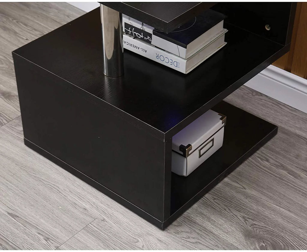 Black High Gloss S-Shaped Coffee Table with LED Backlight G86859