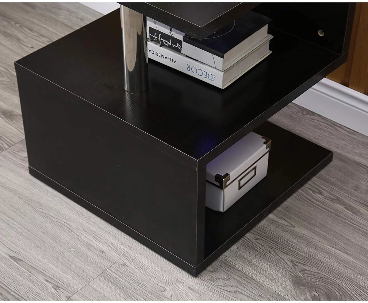 Black High Gloss S-Shaped Coffee Table with LED Backlight G86859